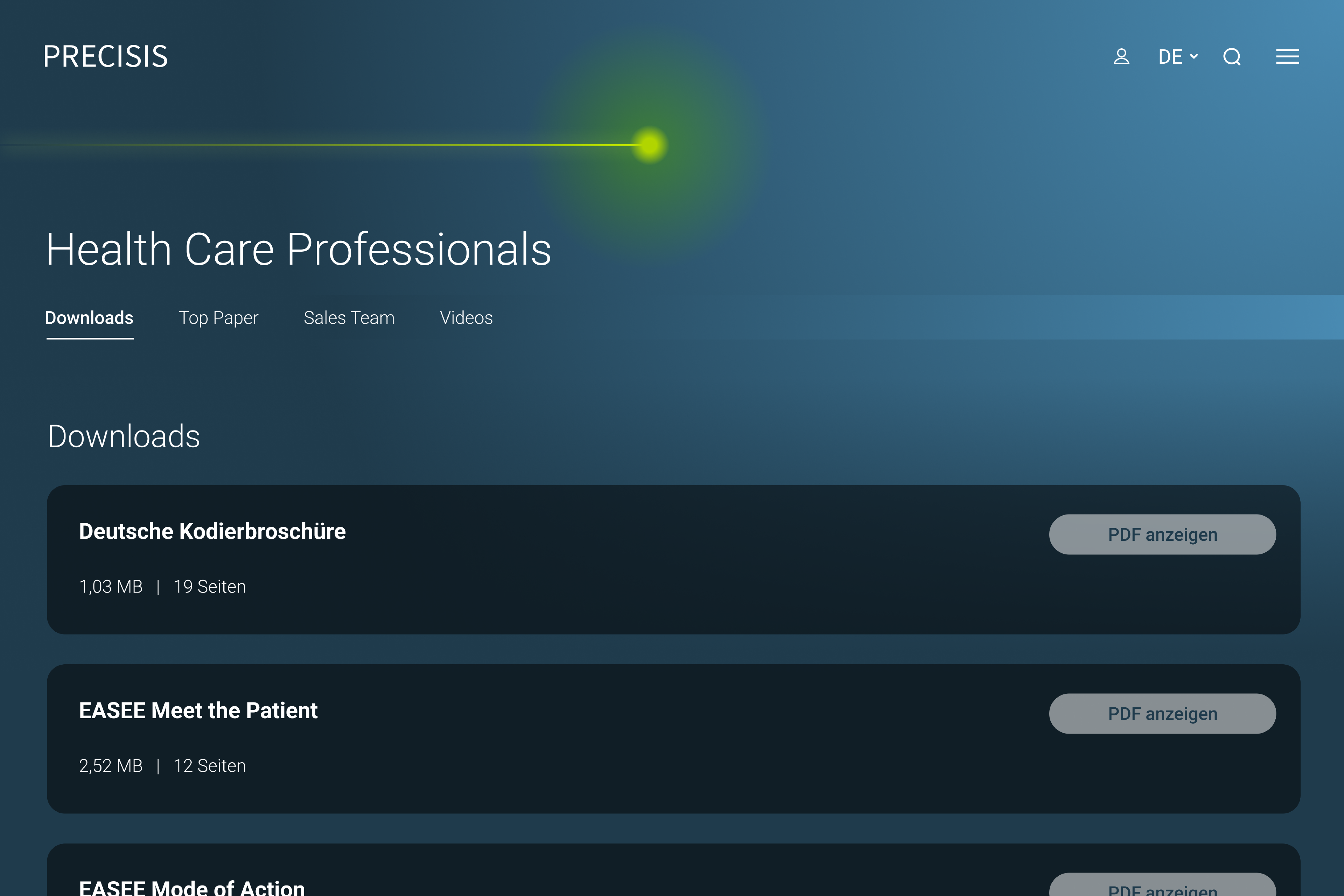 Health Care Professionals (HCP) Portal mit Login